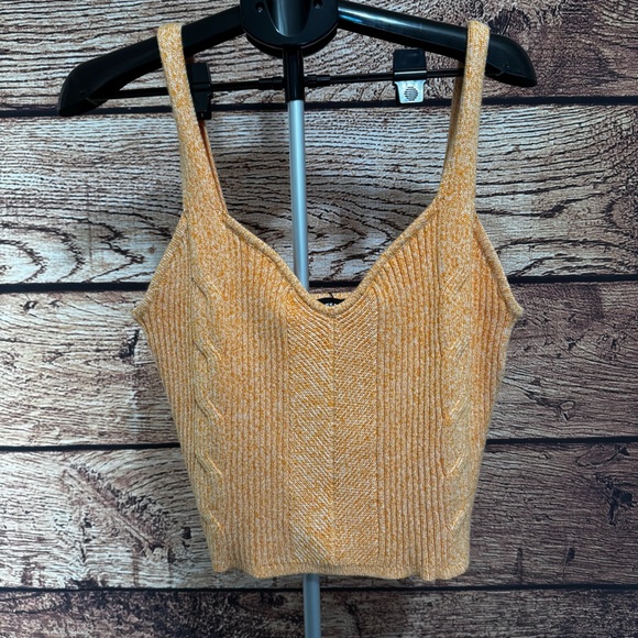 Express Marbled Orange Cable Knit Crop Top - Picture 8 of 12